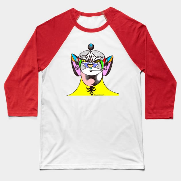 Owl Ganesha Shaman Mantra Man Mask Baseball T-Shirt by (b)ananartista sbuff